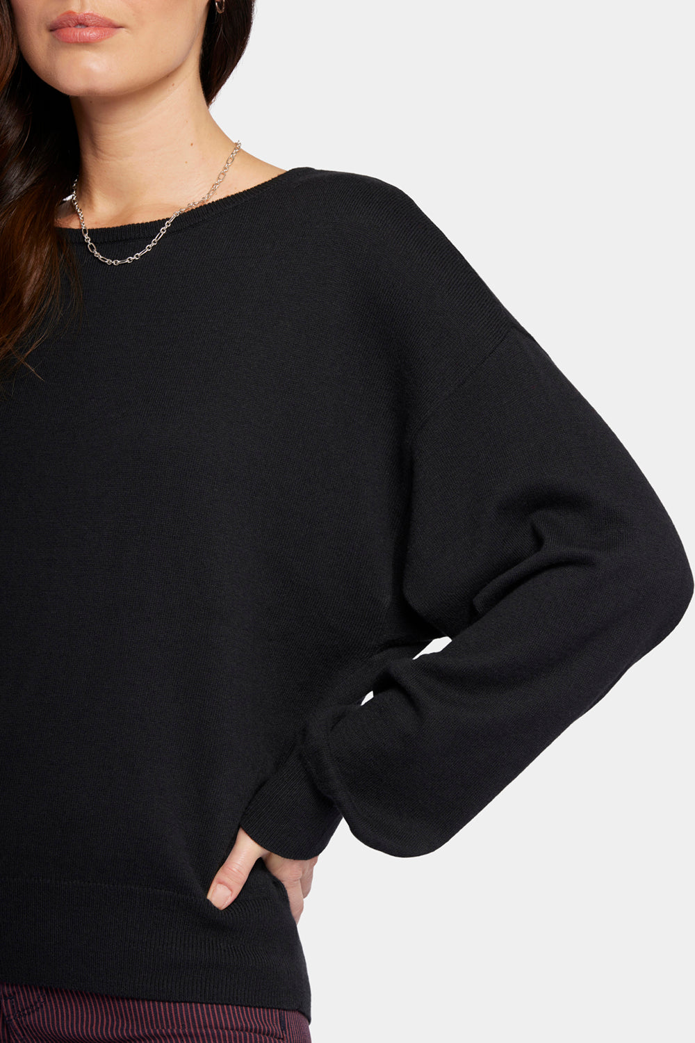 NYDJ Dolman Sleeved Boatneck Sweater With Cashmere - Black