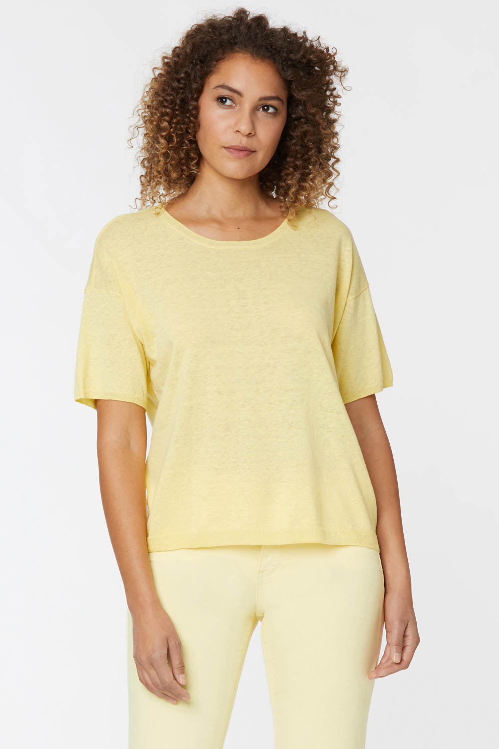 NYDJ Short Sleeved Crewneck Sweater  - Yellow Daisy