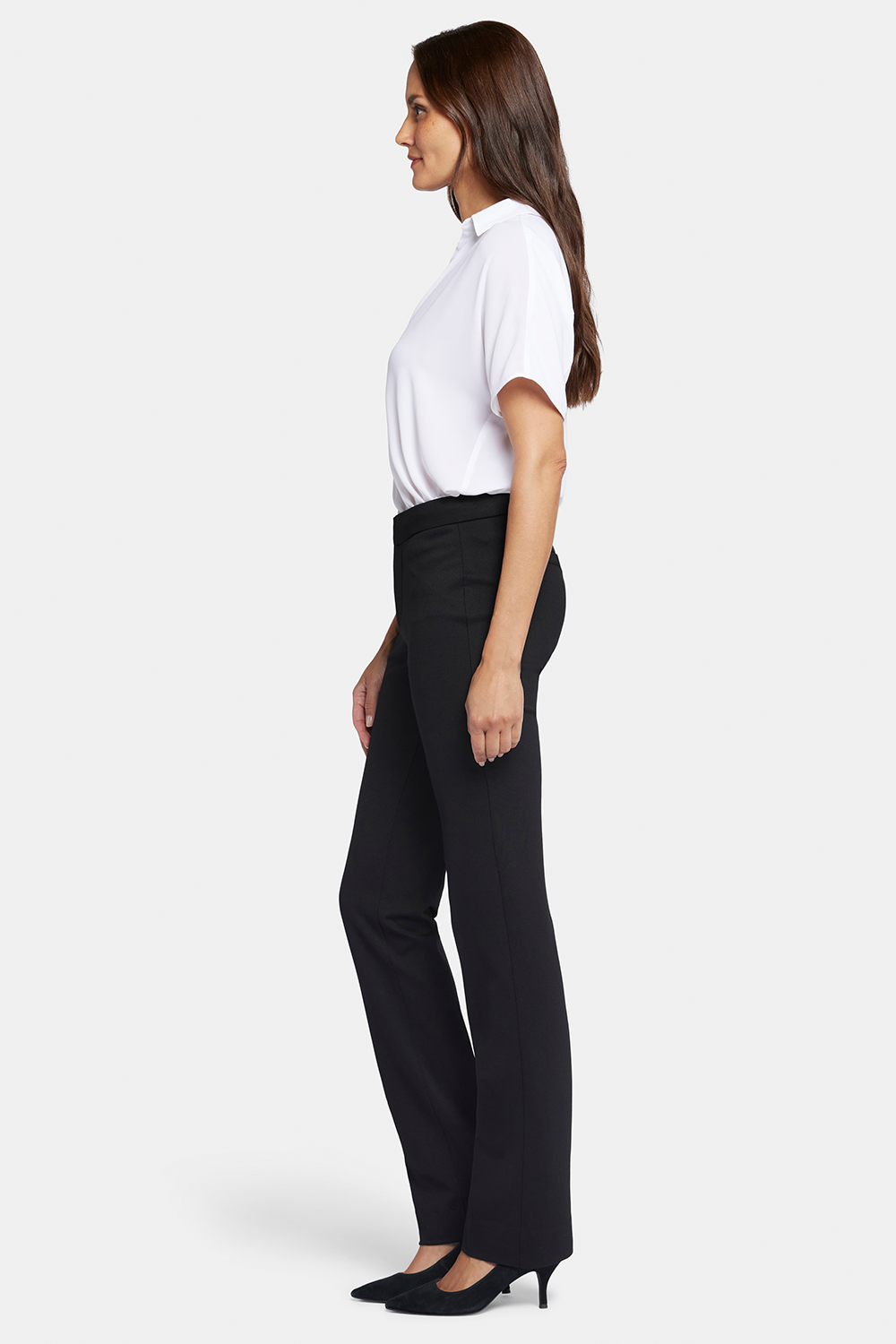 Slim Trouser Pants In Petite In Ponte Knit - Black Black | NYDJ