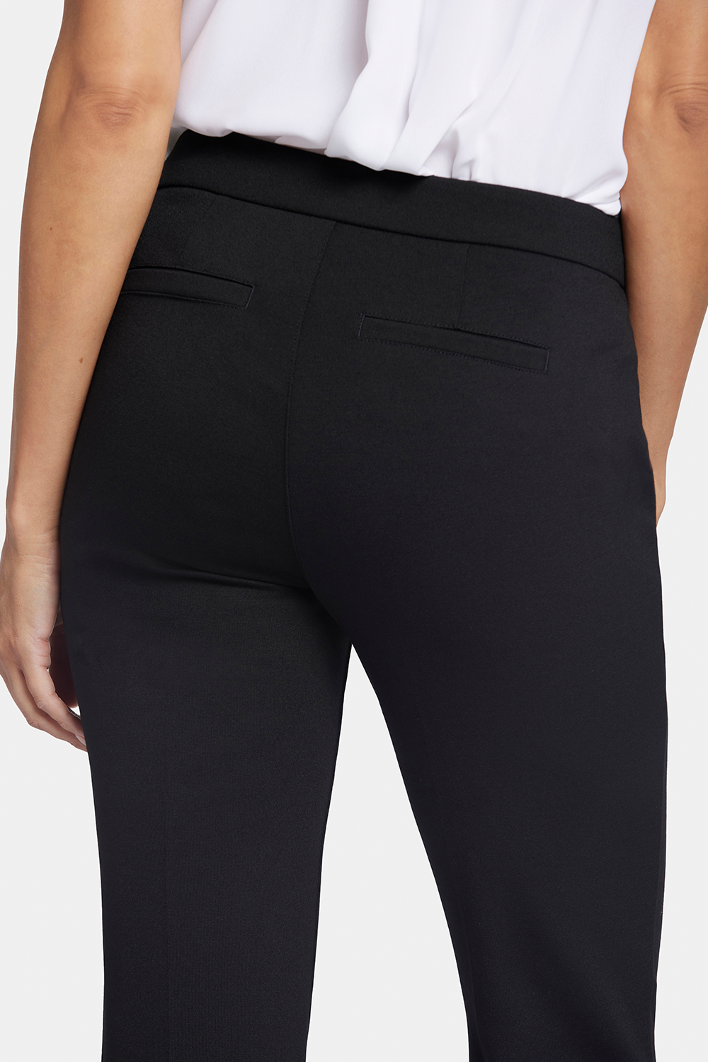 Slim Trouser Pants In Petite In Ponte Knit - Black Black