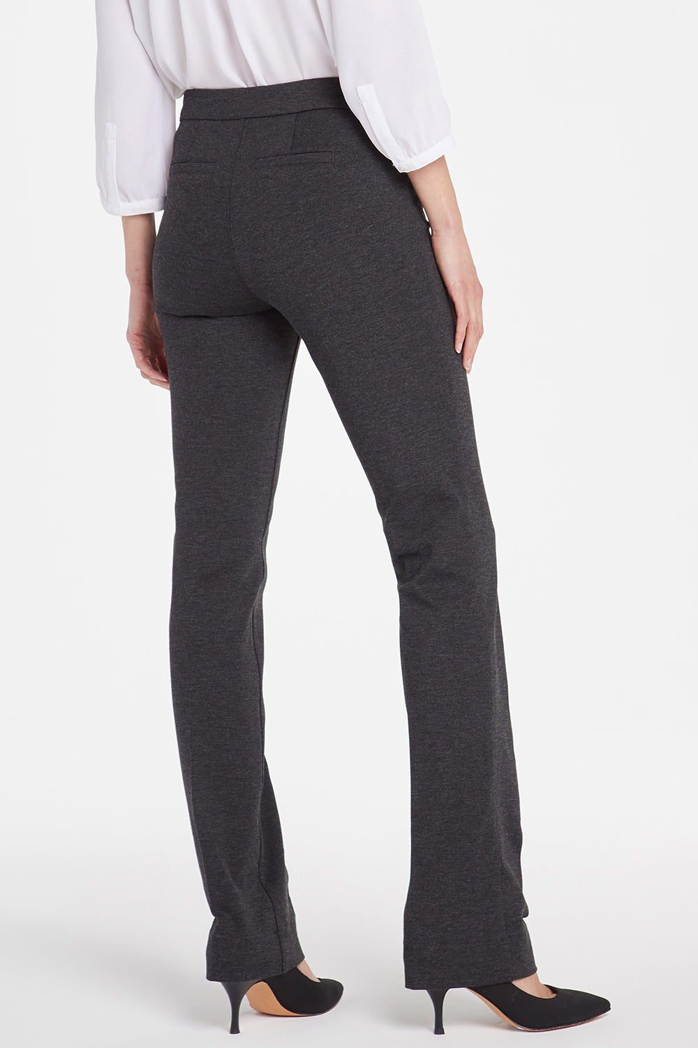 NYDJ Slim Trouser Pants In Petite In Ponte Knit - Charcoal Heathered