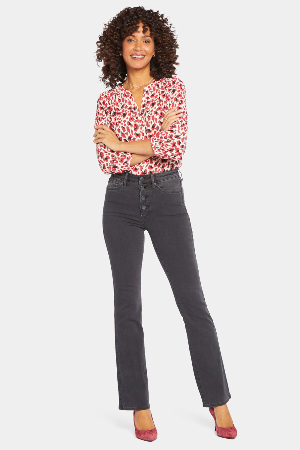 NYDJ Barbara Bootcut Jeans In Petite In Sure Stretch® Denim With Exposed Button Fly - Sierra