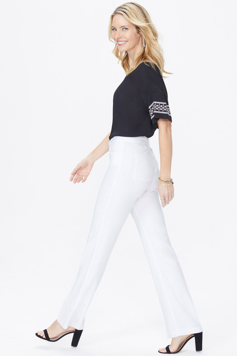 NYDJ Trouser Pants In Petite In Stretch Linen - Optic White