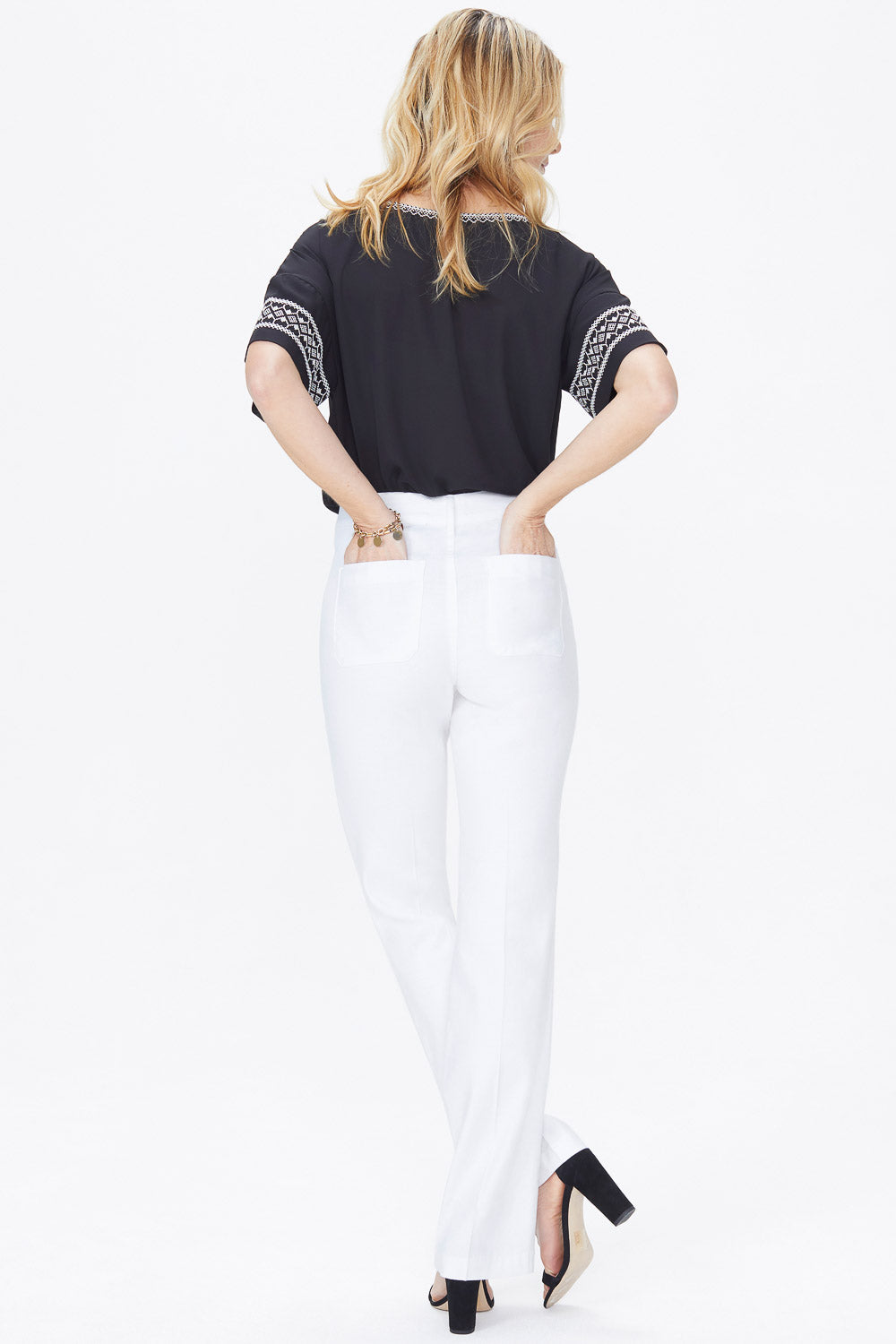 NYDJ Trouser Pants In Petite In Stretch Linen - Optic White
