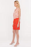 NYDJ Modern Bermuda Shorts In Petite In Stretch Linen - Orange Poppy