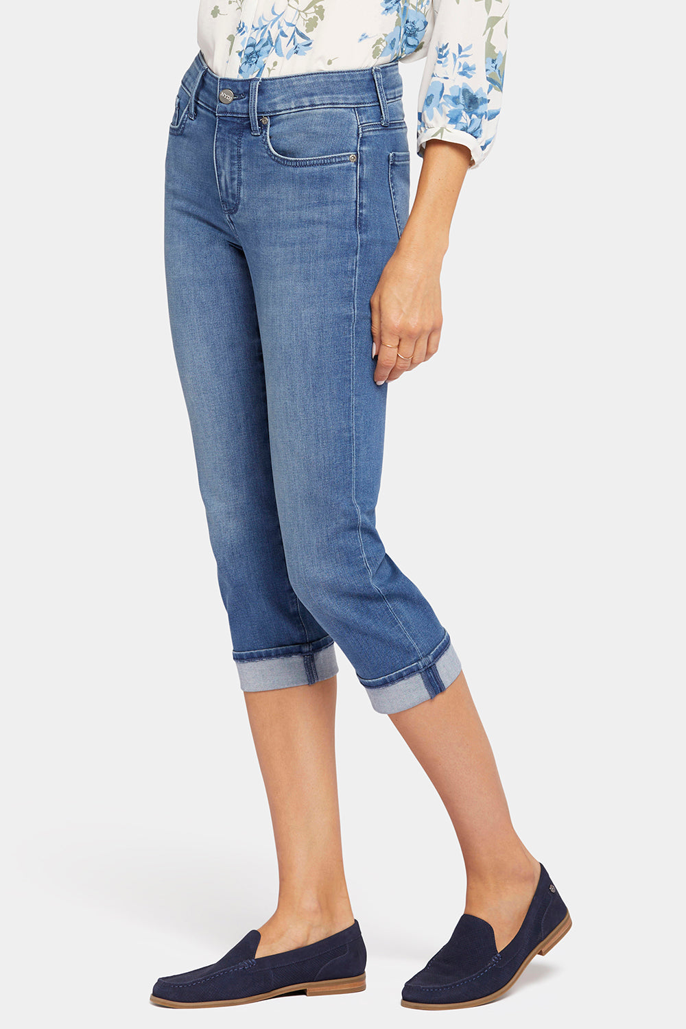 NYDJ Marilyn Straight Crop Jeans In Petite In Cool Embrace® Denim With Cuffs - Stunning