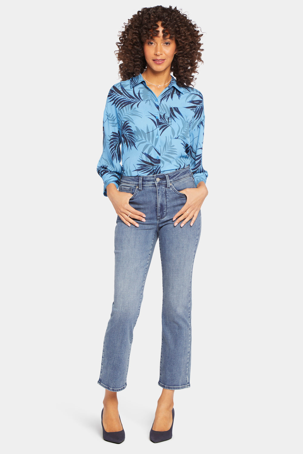 NYDJ Marilyn Straight Ankle Jeans In Petite With High Rise - Pristine