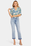 NYDJ Marilyn Straight Ankle Jeans In Petite With Multi-Row Stitching And Frayed Hems - New Wave