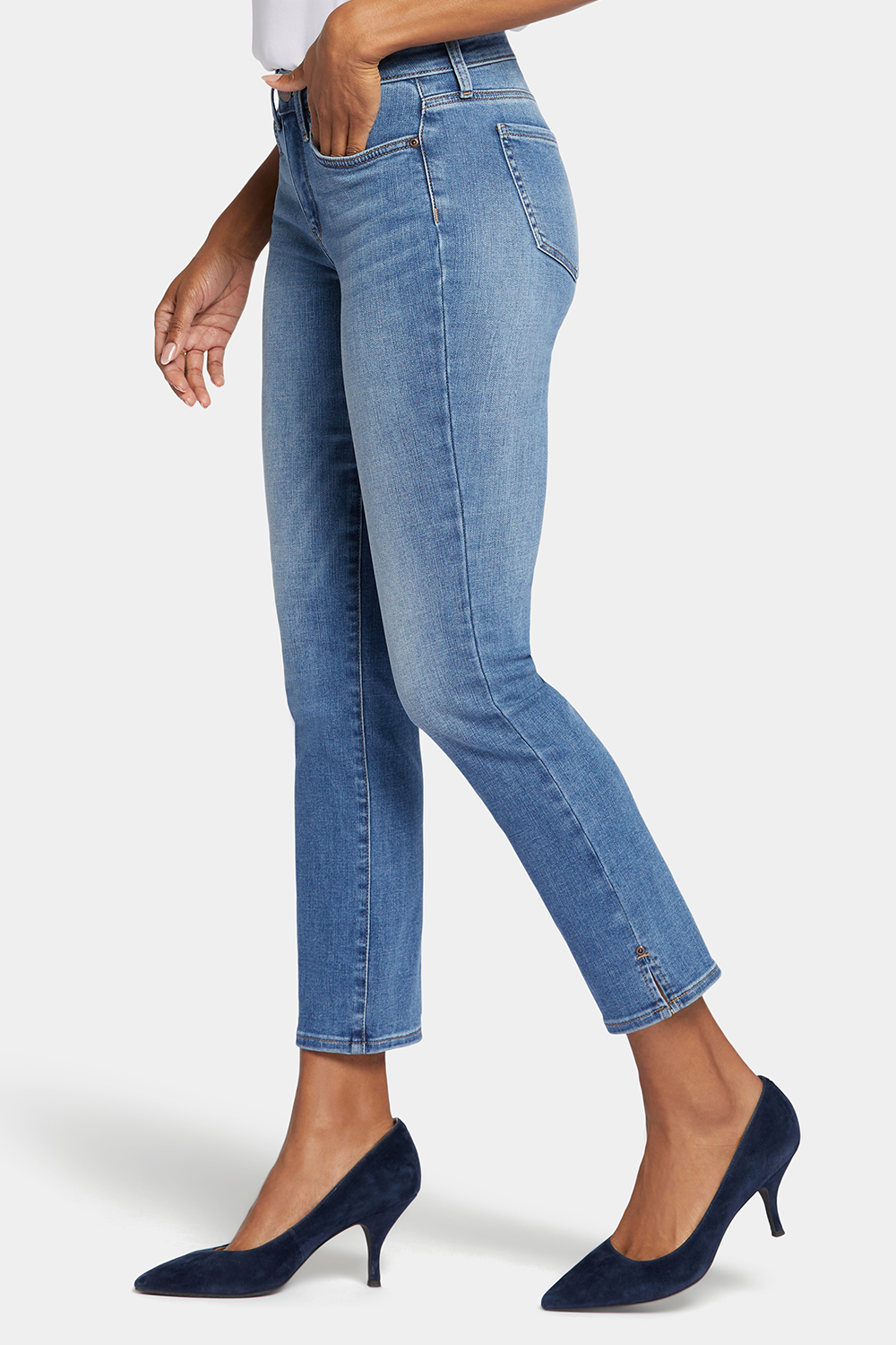 NYDJ Sheri Slim Ankle Jeans In Petite With Riveted Side Slits - Maele