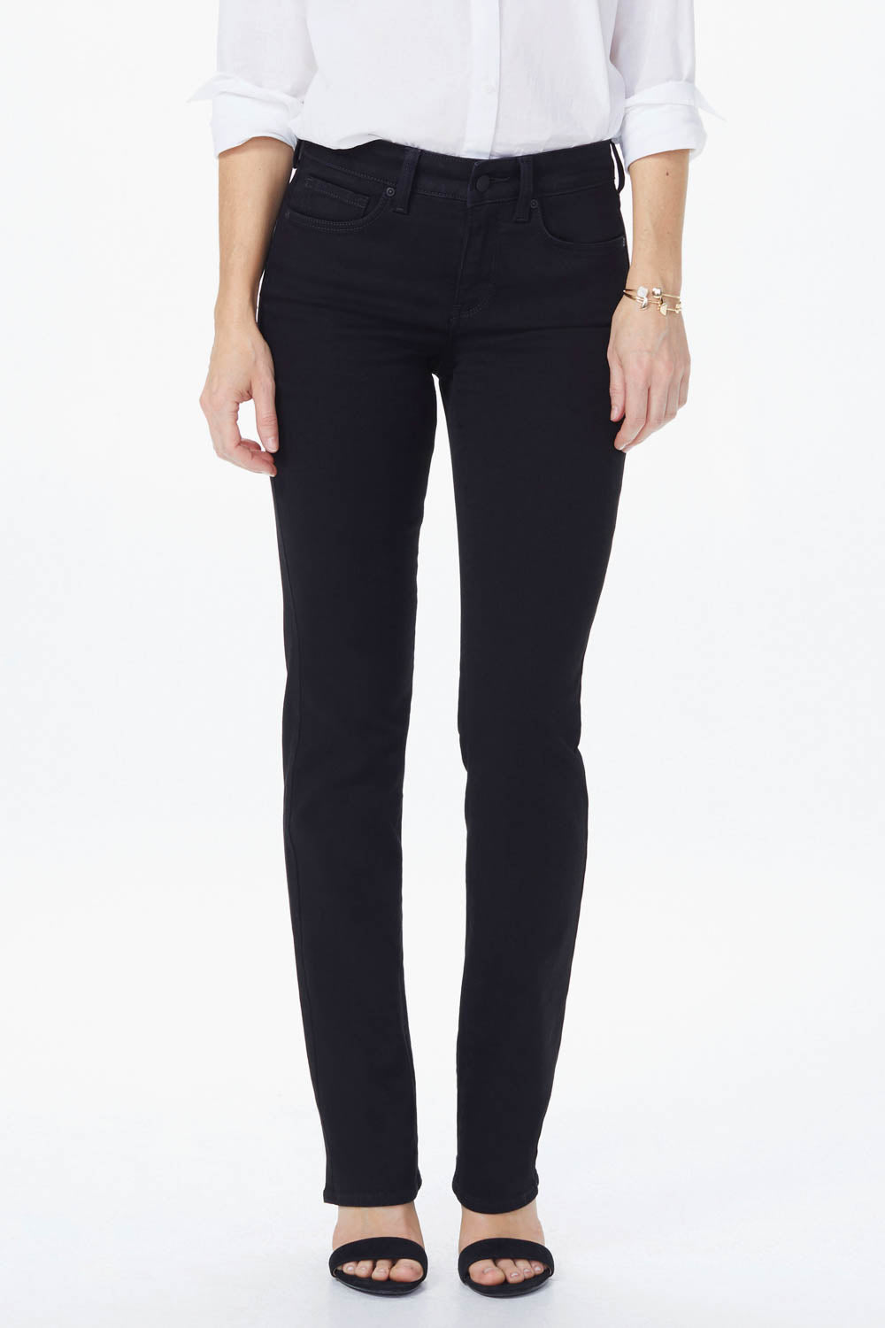 NYDJ Marilyn Straight Jeans In Petite  - Black