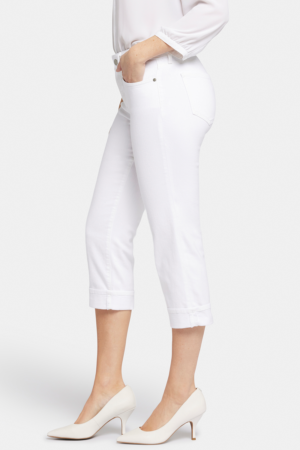 NYDJ Marilyn Straight Crop Jeans In Petite  - Optic White