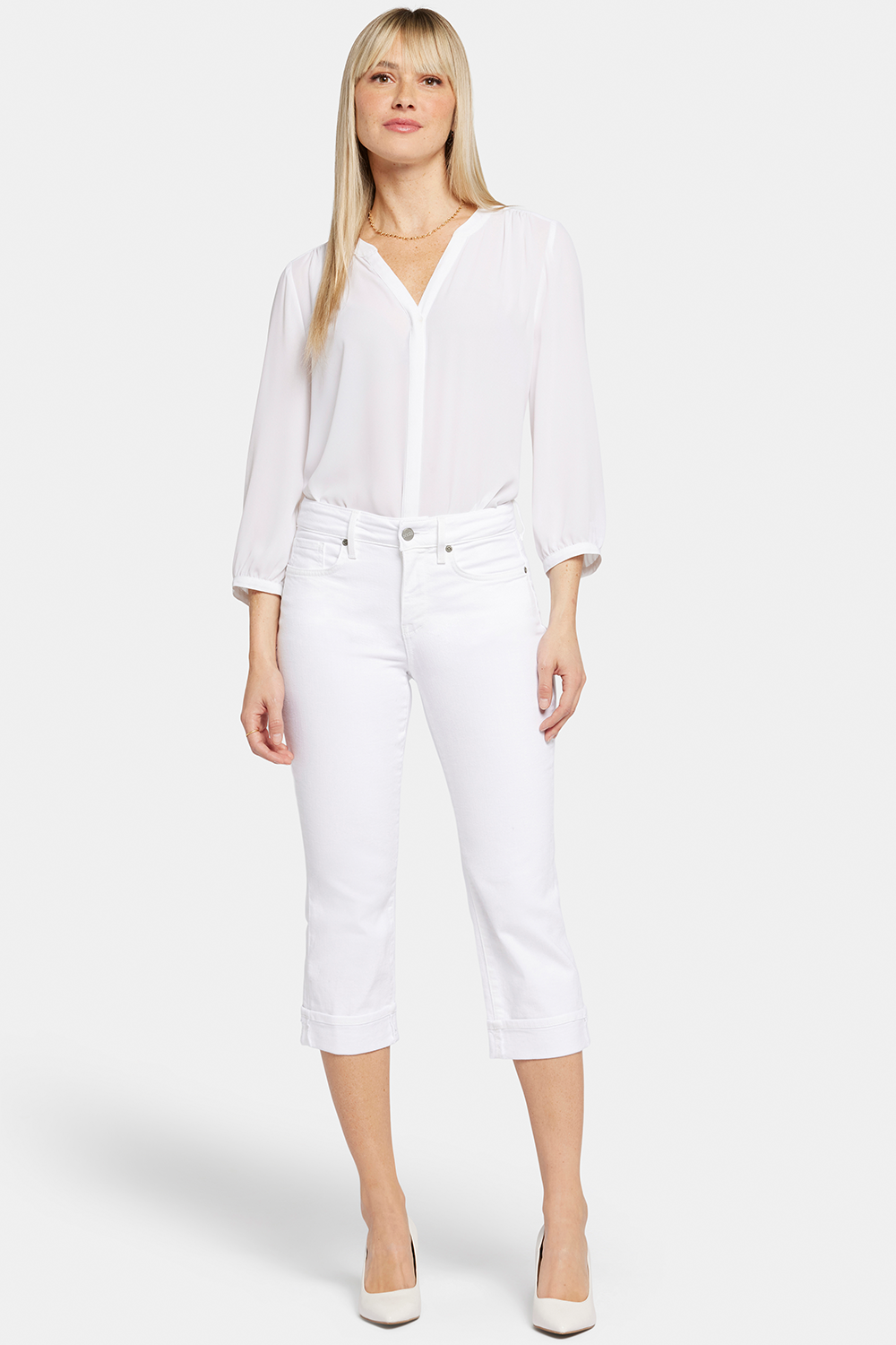 NYDJ Marilyn Straight Crop Jeans In Petite  - Optic White