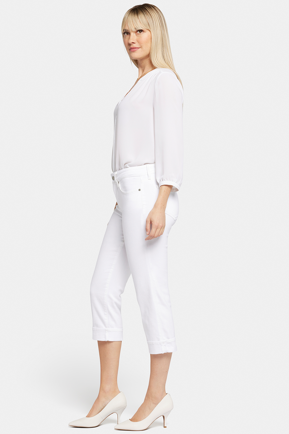 NYDJ Marilyn Straight Crop Jeans In Petite  - Optic White