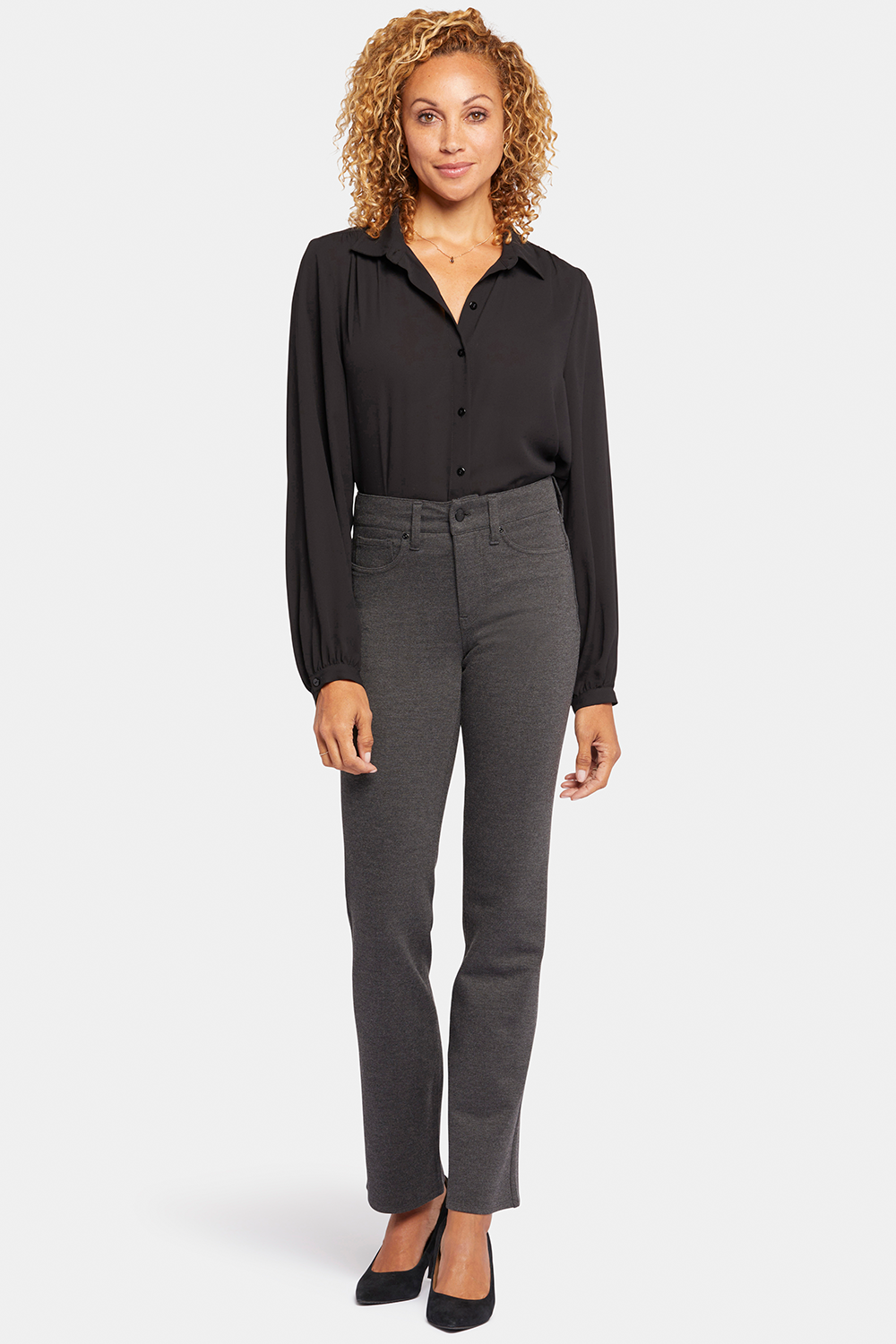 NYDJ Marilyn Straight Pants In Petite Sculpt-Her™ Collection - Charcoal Heathered