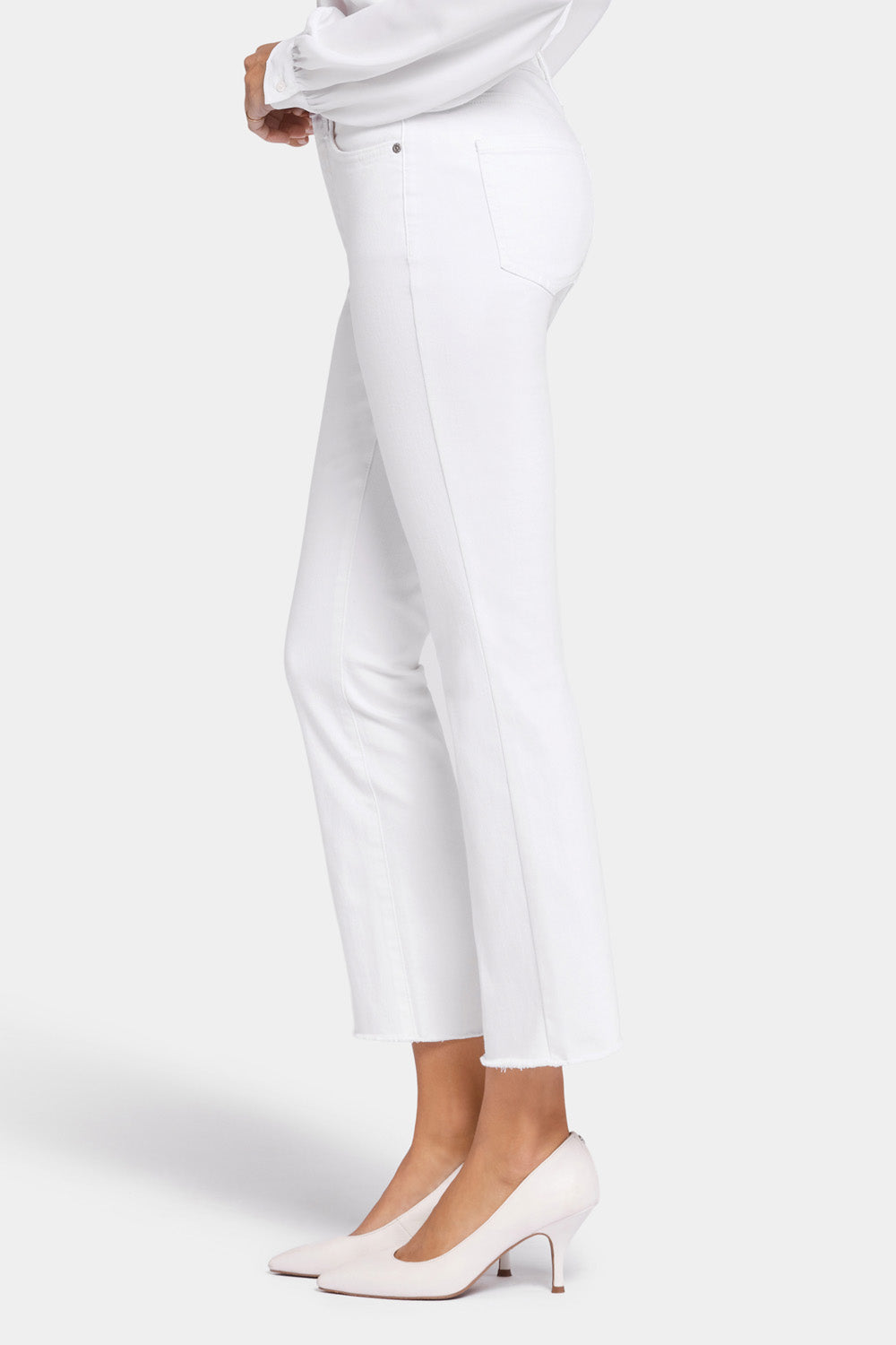 NYDJ Slim Bootcut Ankle Jeans In Petite In Cool Embrace® Denim With Frayed Hems - Optic White