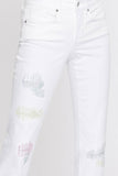 NYDJ Marilyn Straight Ankle Jeans In Petite In Cool Embrace® Denim With Multicolor Repair - Optic White