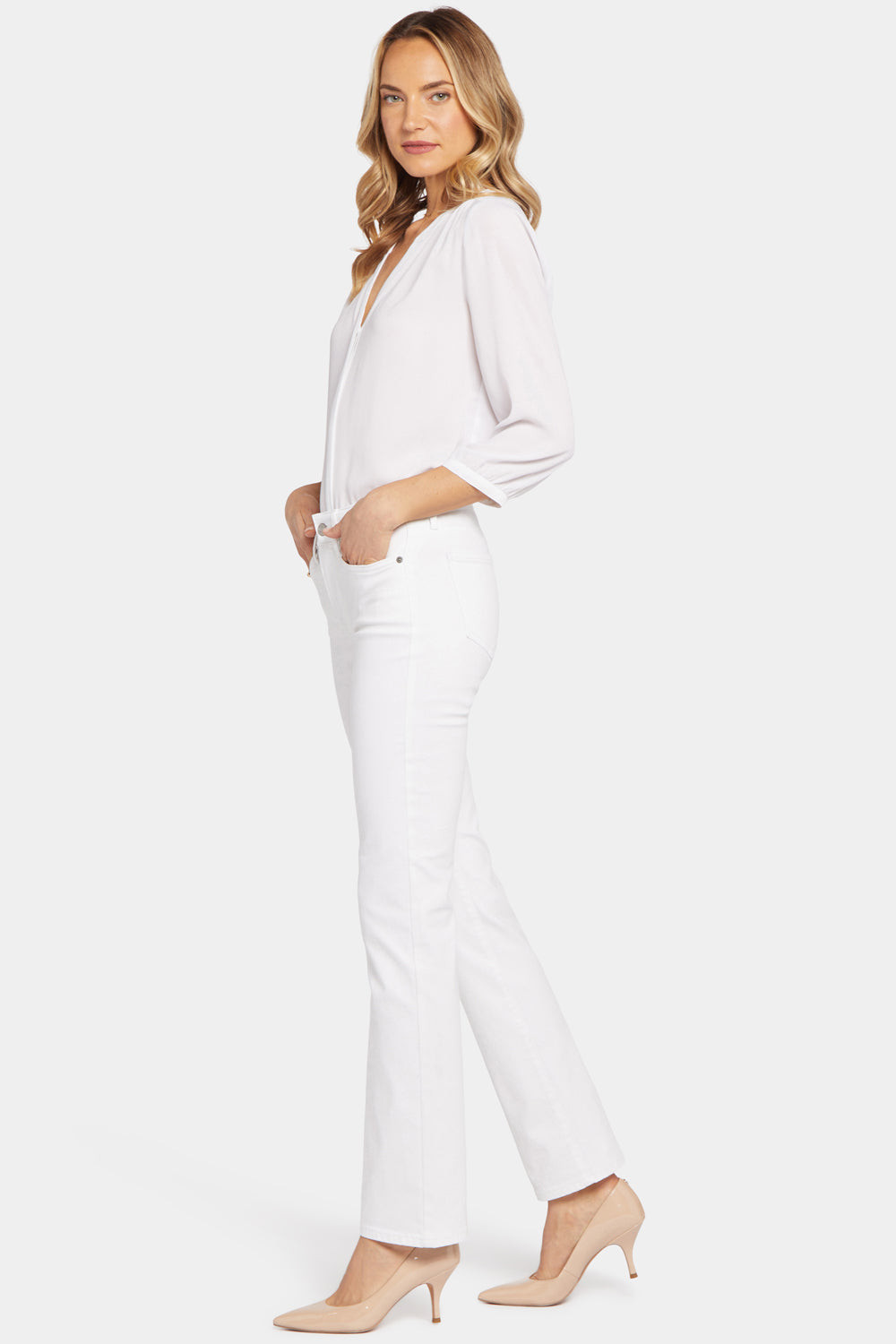 NYDJ Marilyn Straight Jeans In Petite  - Optic White