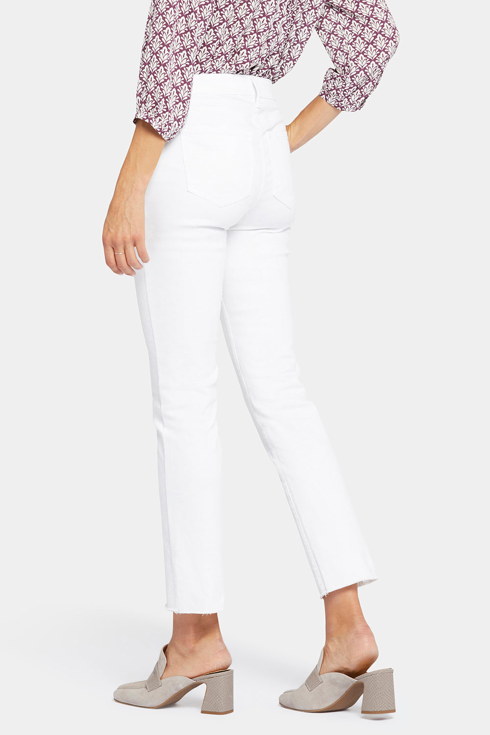 NYDJ Sheri Slim Ankle Jeans In Petite With Frayed Hems - Optic White