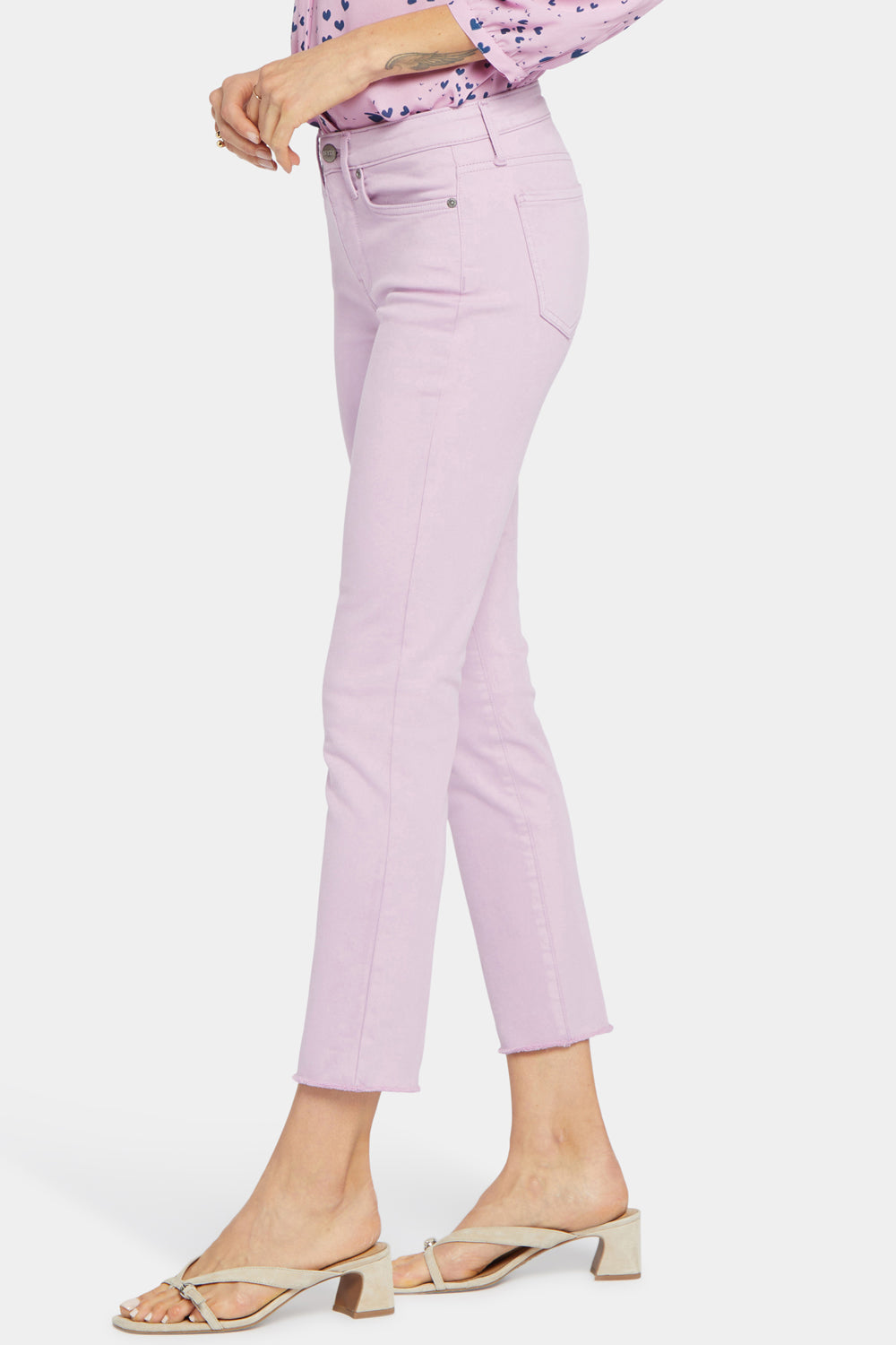 NYDJ Sheri Slim Ankle Jeans In Petite With Frayed Hems - Mauve Mist