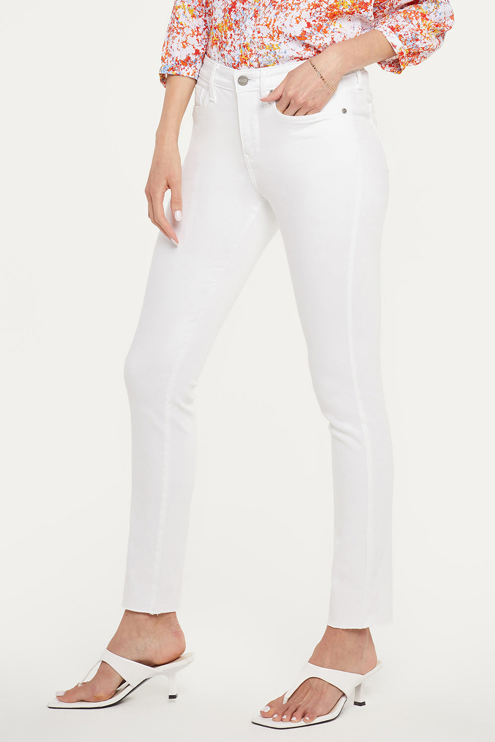 NYDJ Alina Skinny Ankle Jeans In Petite With Raw Hems - Optic White