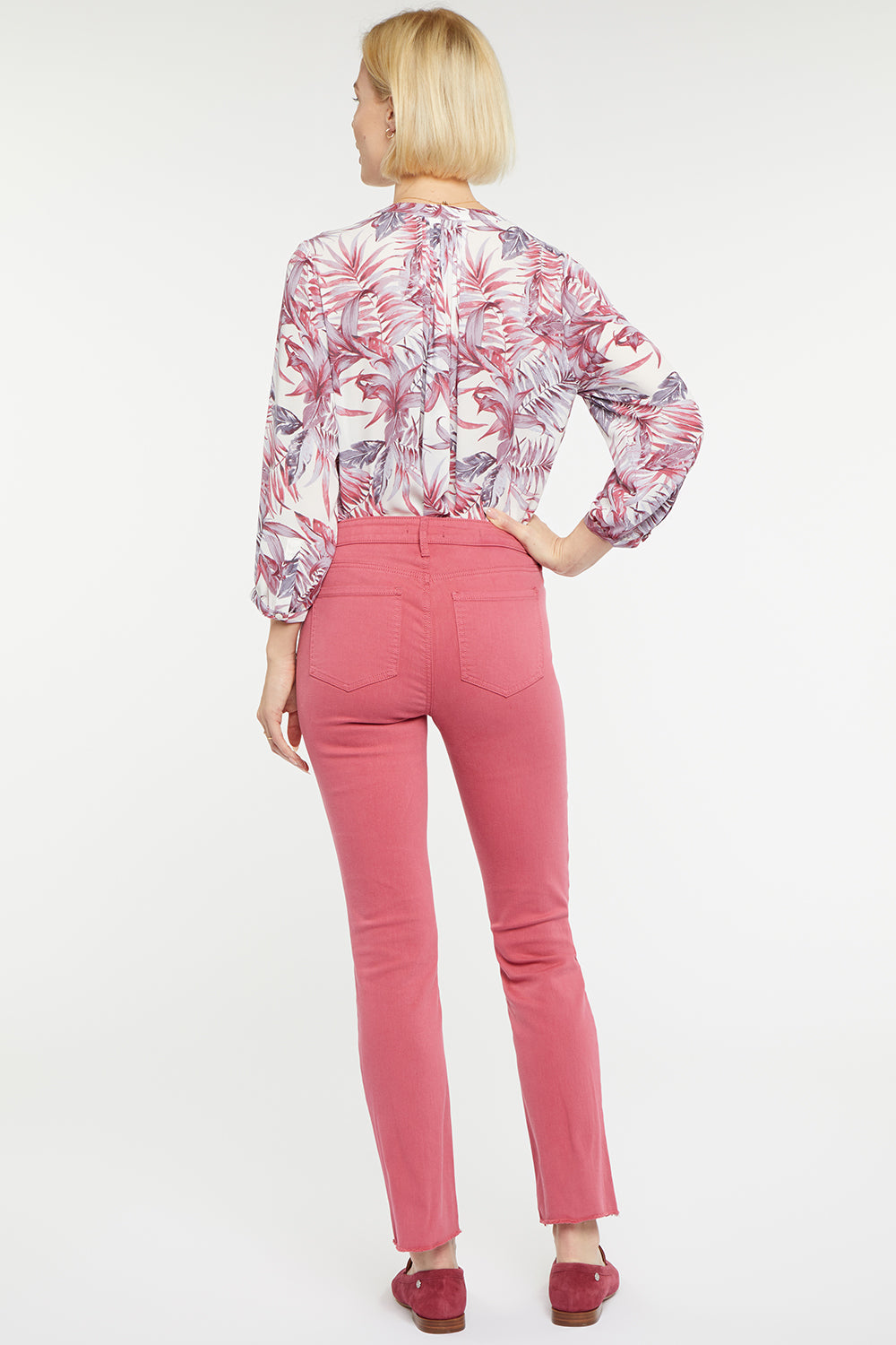 Sheri Slim Ankle Jeans In Petite With Frayed Hems - Slate Rose Pink | NYDJ