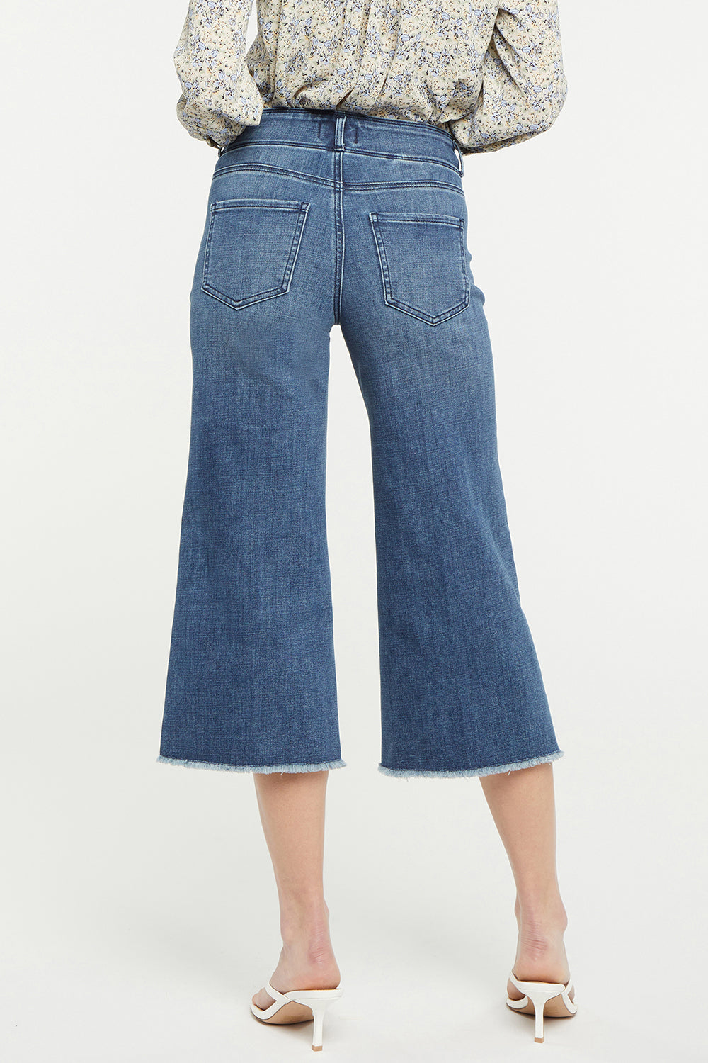 NYDJ Wide Leg Capri Jeans In Petite With High Rise And Frayed Hems - Caliente