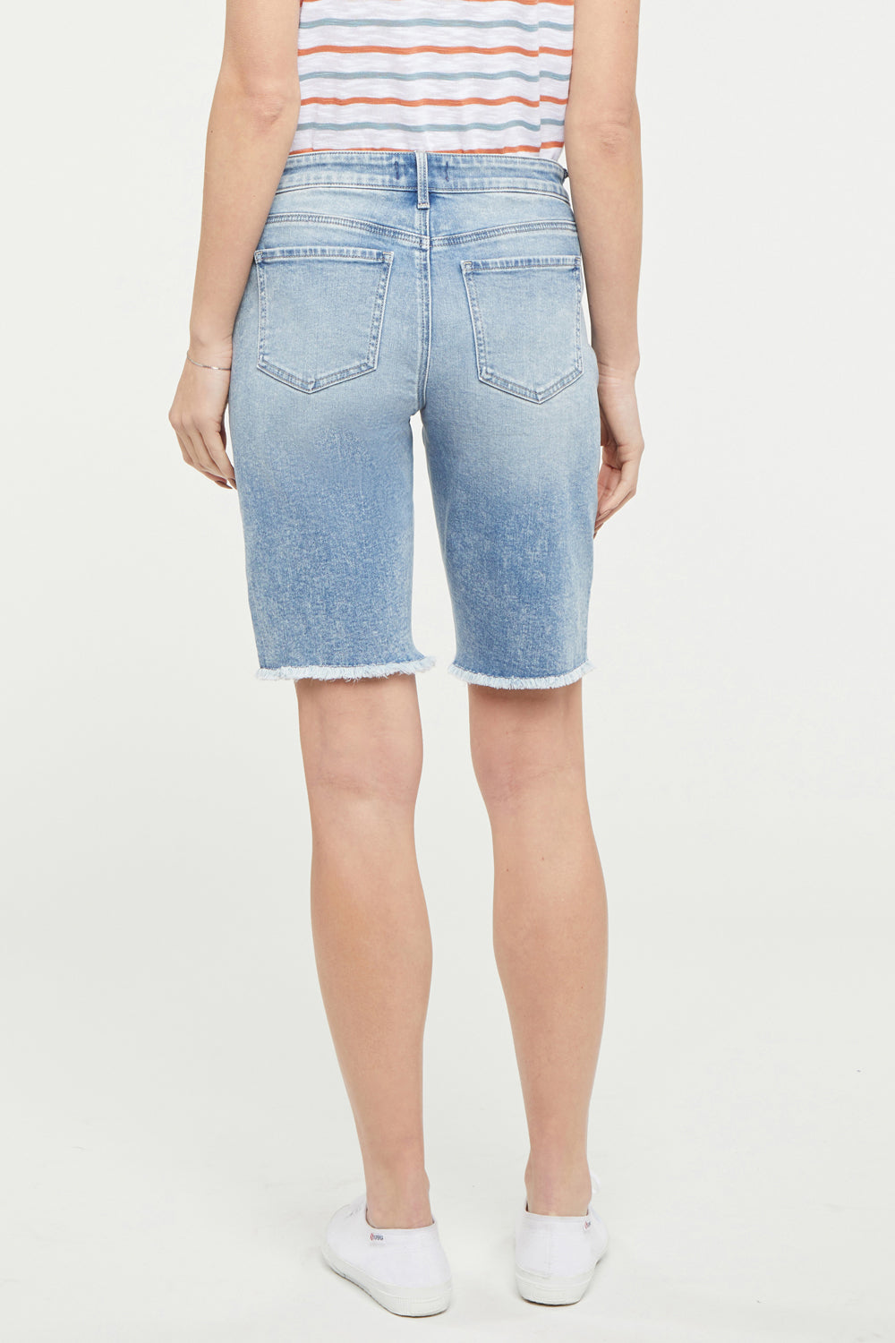 Boyfriend Denim Shorts In Petite With Frayed Hems - Quinta Blue | NYDJ