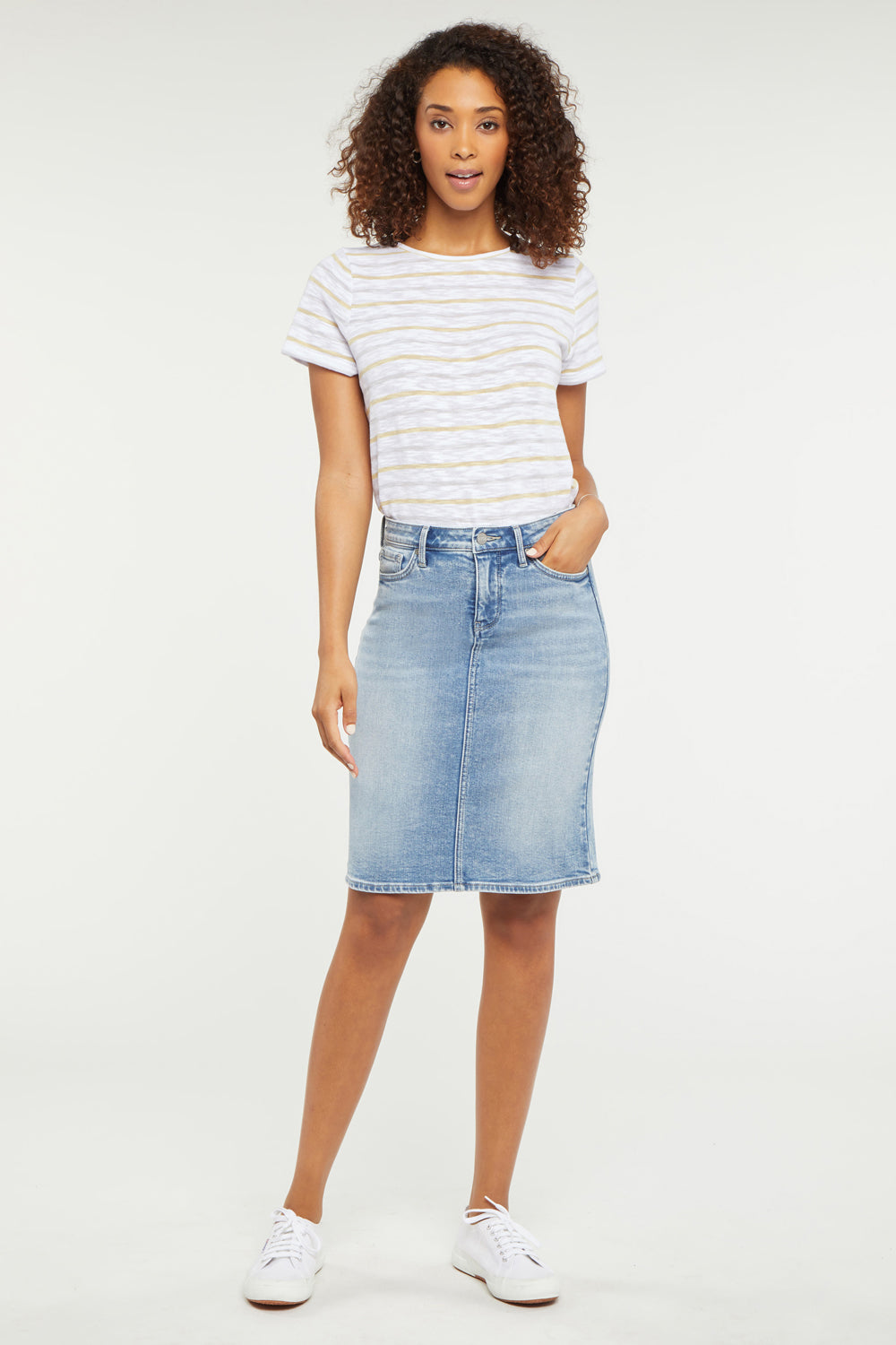 5 Pocket Jean Skirt In Petite - Quinta Blue | NYDJ