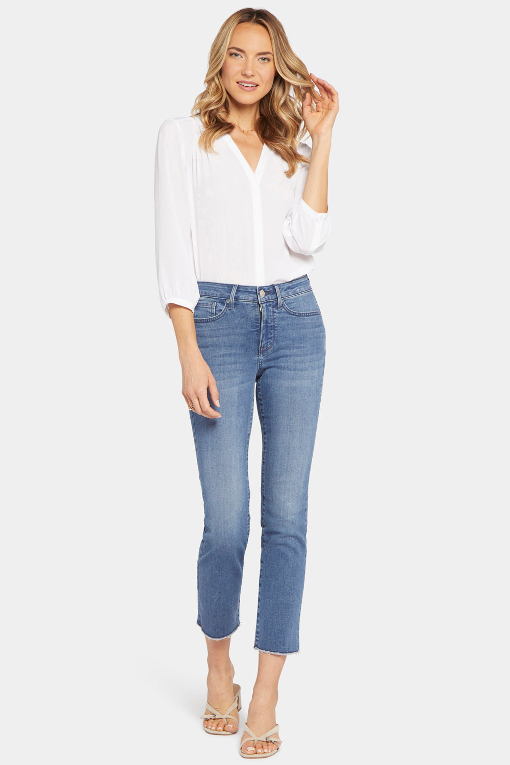 NYDJ Sheri Slim Ankle Jeans In Petite With Frayed Hems - Sweetbay