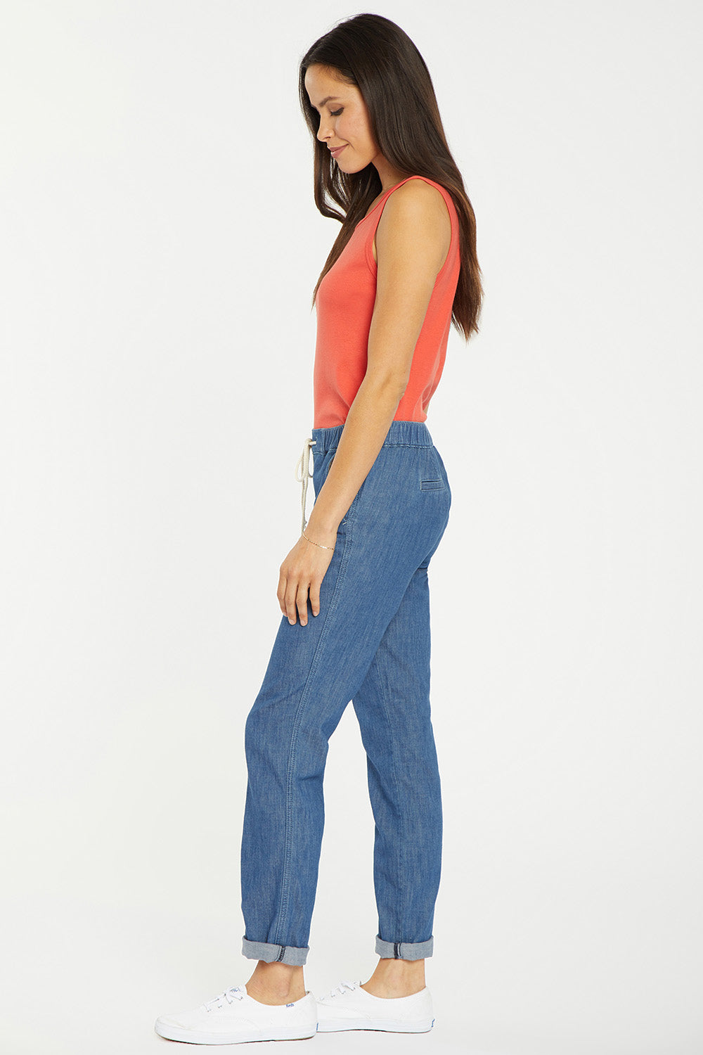 NYDJ Slim Jogger Ankle Pants In Petite With Roll Cuffs - Horizon Base