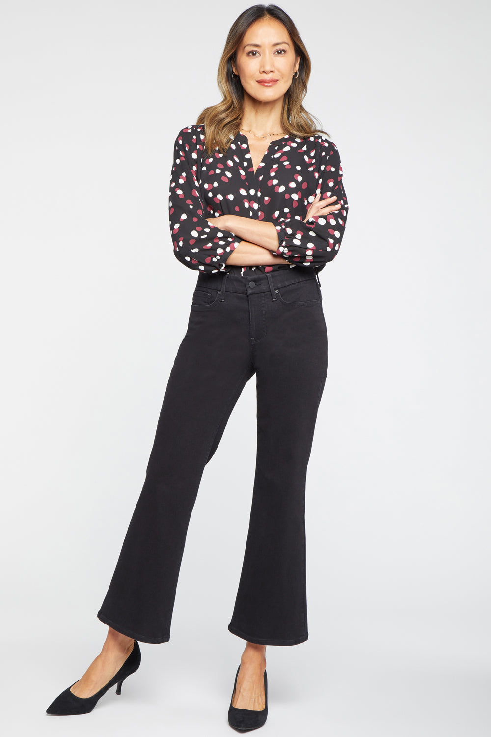 NYDJ Waist-Match™ Relaxed Flared Jeans In Petite  - Black Rinse
