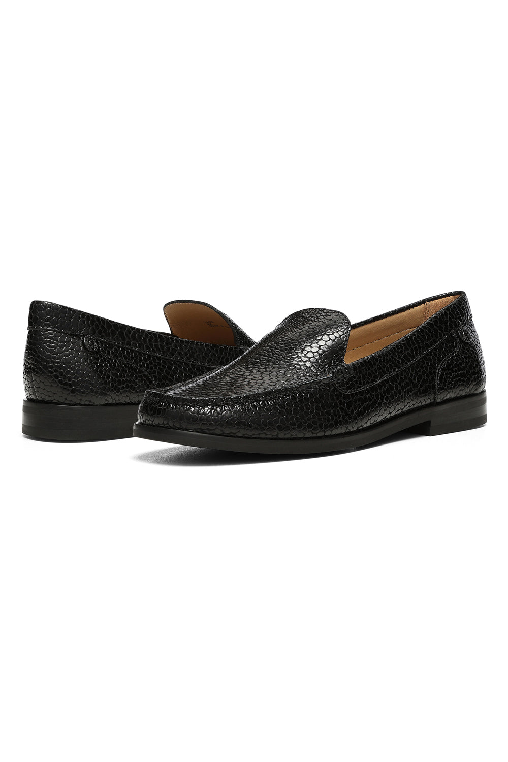 NYDJ Tacie Slip-On Loafers In Pebbled Metallic Leather - Black
