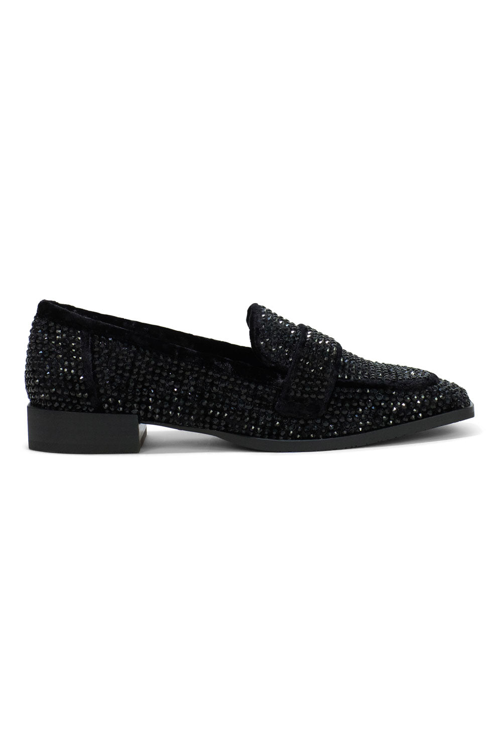 NYDJ Tracee Loafers In Embellished Velvet - Black