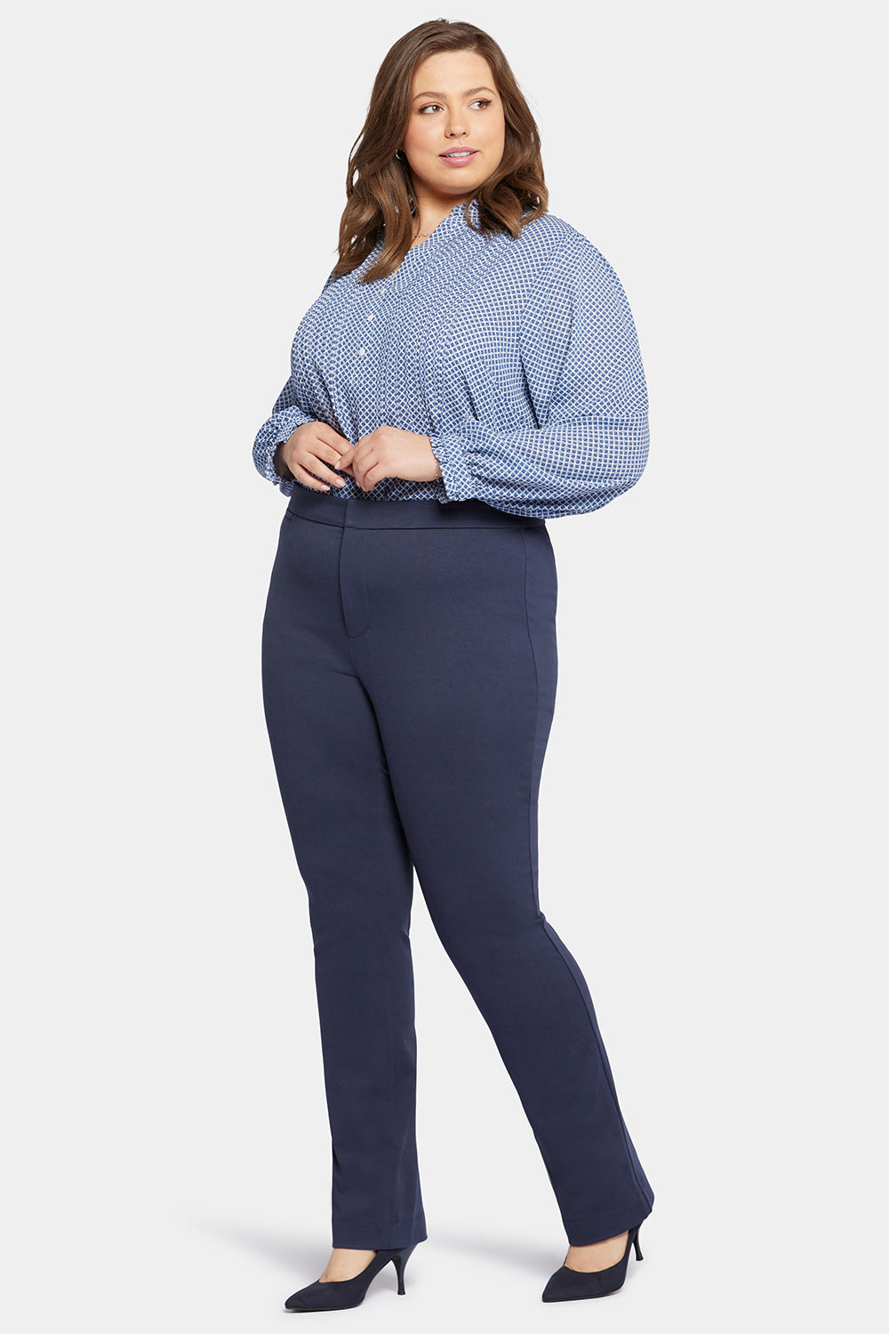 Slim Trouser Pants In Plus Size In Ponte Knit - Oxford Navy Blue