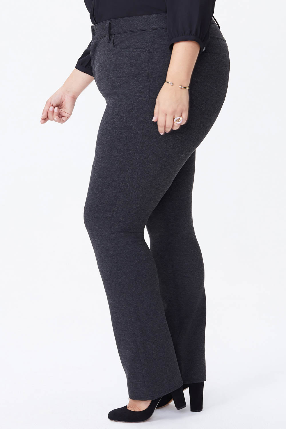 Marilyn Straight Pants In Plus Size In Ponte Knit - Charcoal Heathered Grey  | NYDJ