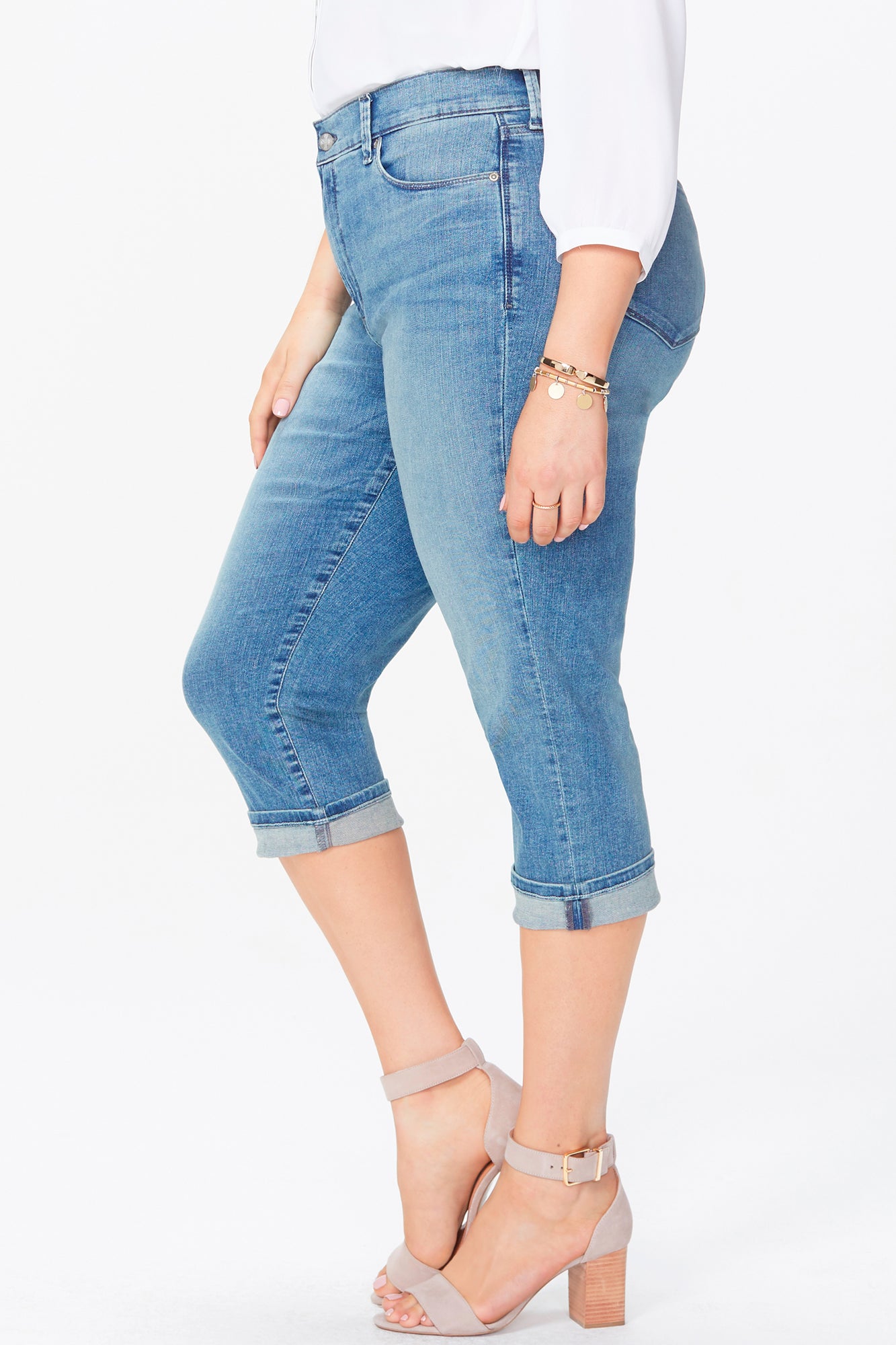 NYDJ Marilyn Straight Crop Jeans In Plus Size With Cuff - Pacific