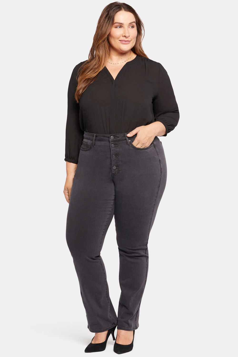 NYDJ Barbara Bootcut Jeans In Plus Size In Sure Stretch® Denim With Exposed Button Fly - Sierra