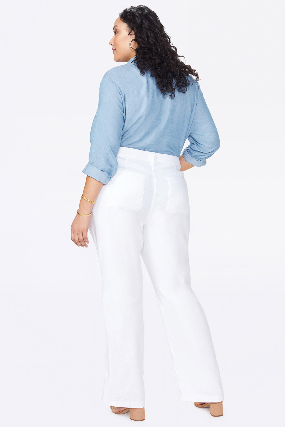 NYDJ Trouser Pants In Plus Size In Stretch Linen - Optic White