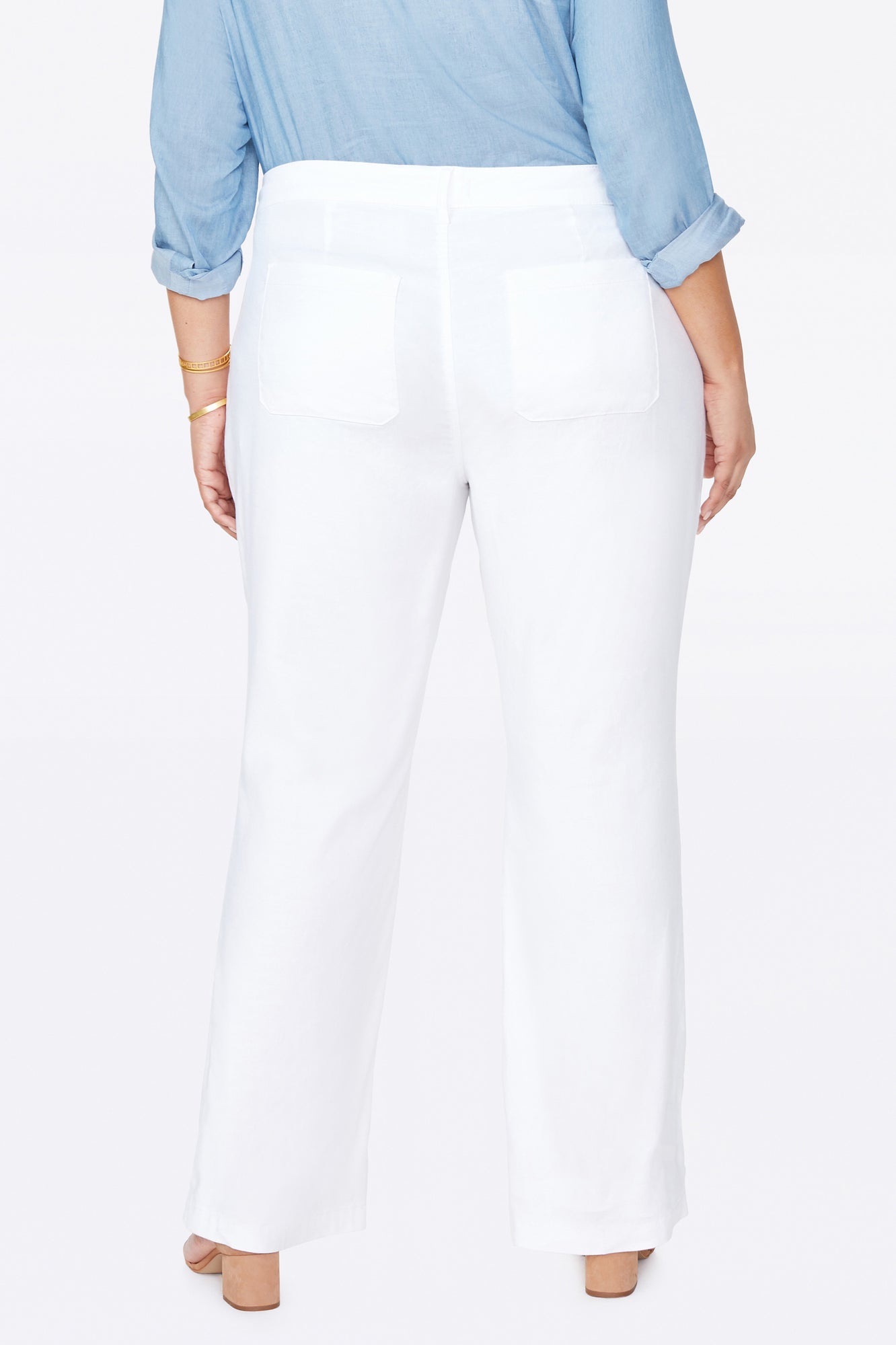 NYDJ Trouser Pants In Plus Size In Stretch Linen - Optic White