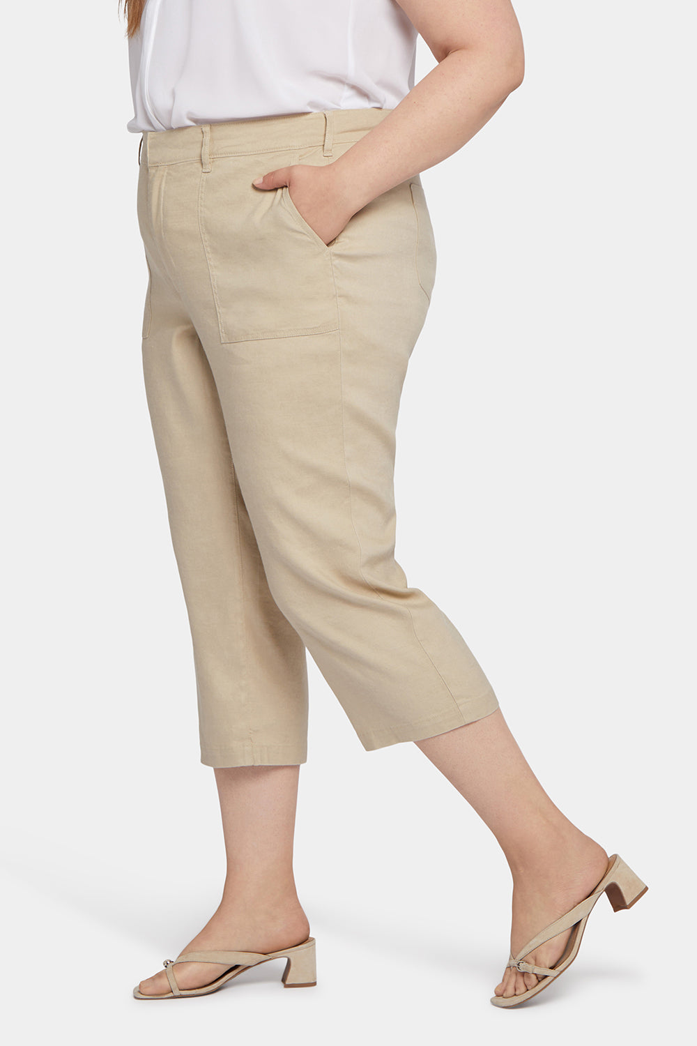 NYDJ Utility Pants In Plus Size In Stretch Linen - Feather