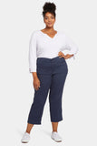 NYDJ Marilyn Straight Ankle Pants In Plus Size In Stretch Linen - Oxford Navy