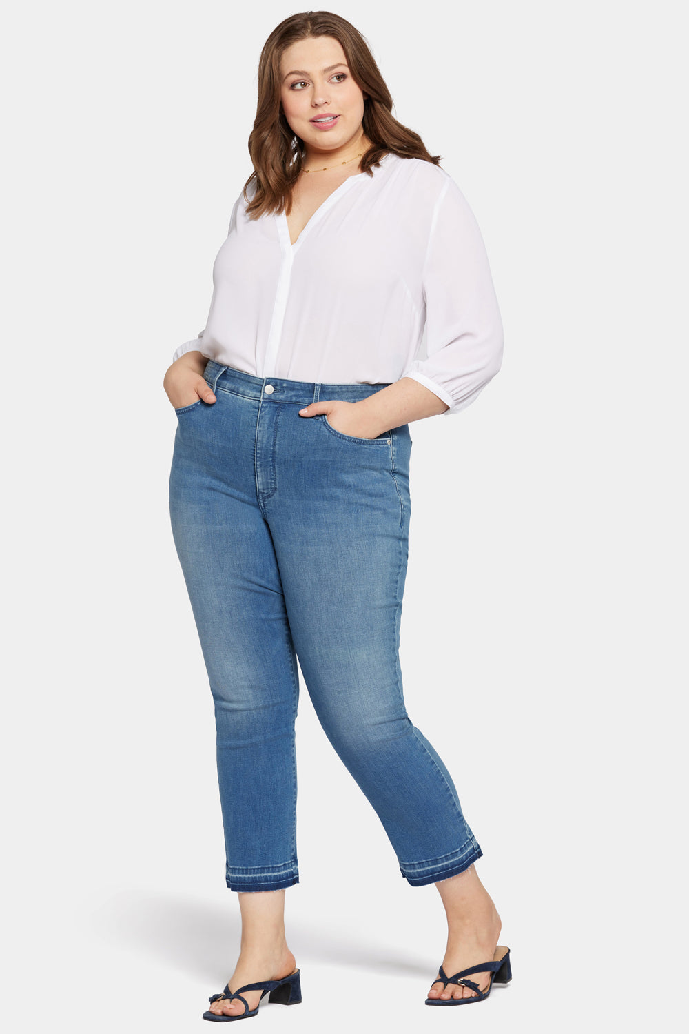 NYDJ Marilyn Straight Ankle Jeans In Plus Size In Cool Embrace® Denim With High Rise And Released Hems - Stunning
