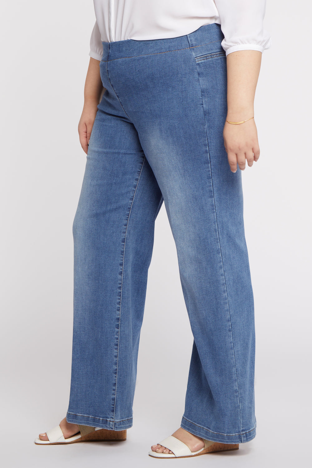 NYDJ Wide Leg Pull-On Jeans In Plus Size  - Clean Maele