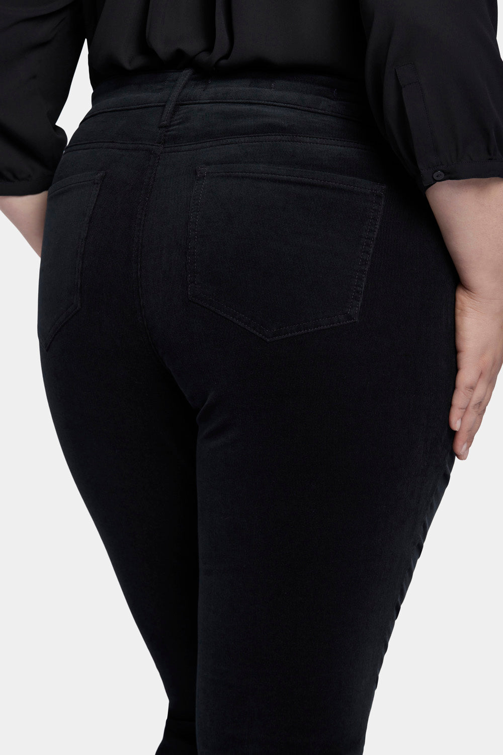 NYDJ Marilyn Straight Pants In Plus Size In Fine Wale Corduroy - Black