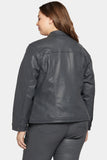 NYDJ Coated Denim Jacket In Plus Size With Slanted Seams - Overcast Coated