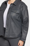 NYDJ Coated Denim Jacket In Plus Size With Slanted Seams - Overcast Coated