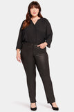 NYDJ Uplift Coated Marilyn Straight Jeans In Plus Size  - Black Coated
