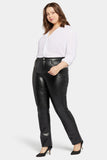NYDJ Faux Leather Marilyn Straight Pants In Plus Size Sculpt-Her™ Collection - Black