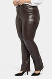 NYDJ Faux Leather Marilyn Straight Pants In Plus Size Sculpt-Her™ Collection - Cordovan