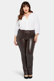 NYDJ Faux Leather Marilyn Straight Pants In Plus Size Sculpt-Her™ Collection - Cordovan